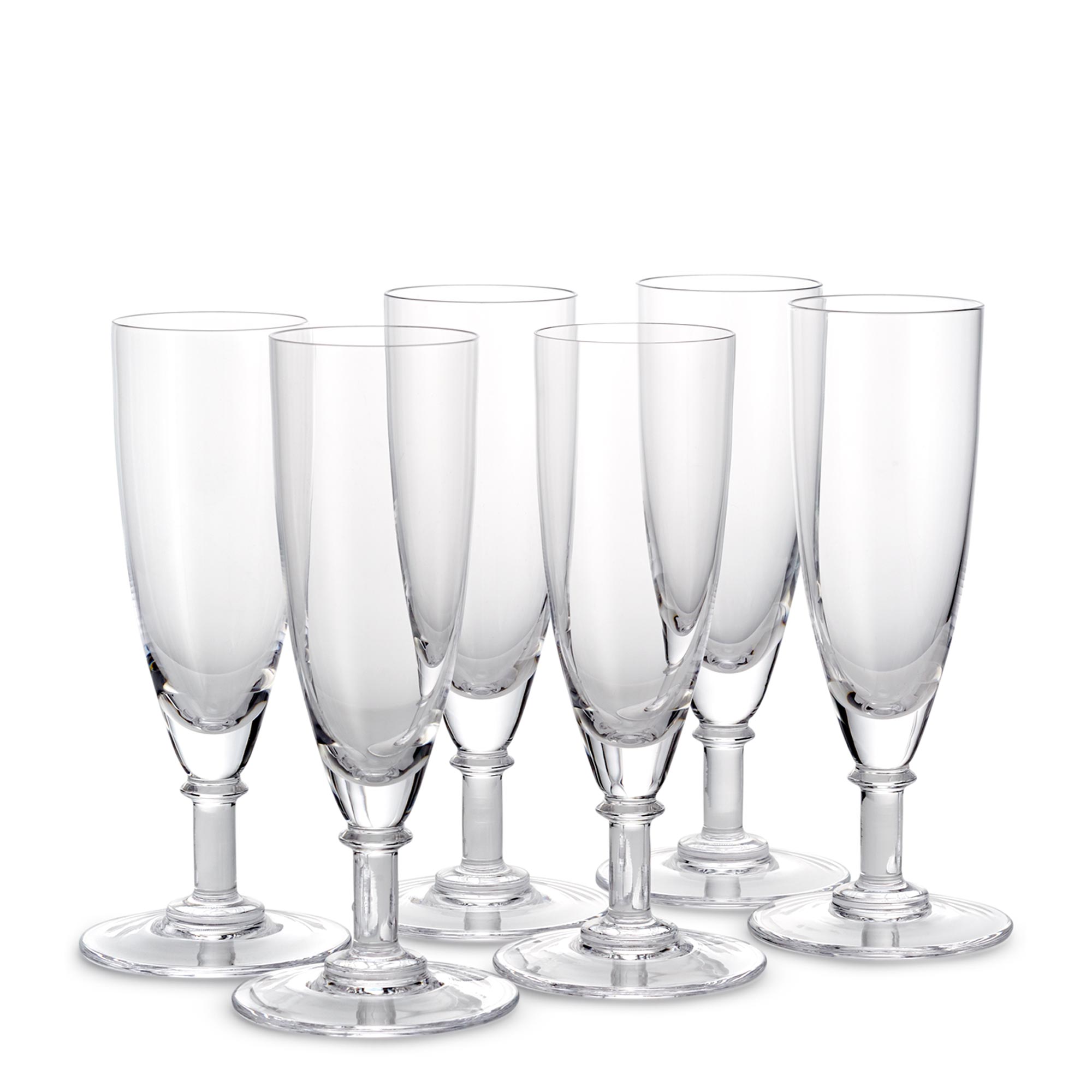 Set of Six Crystal Champagne Flutes