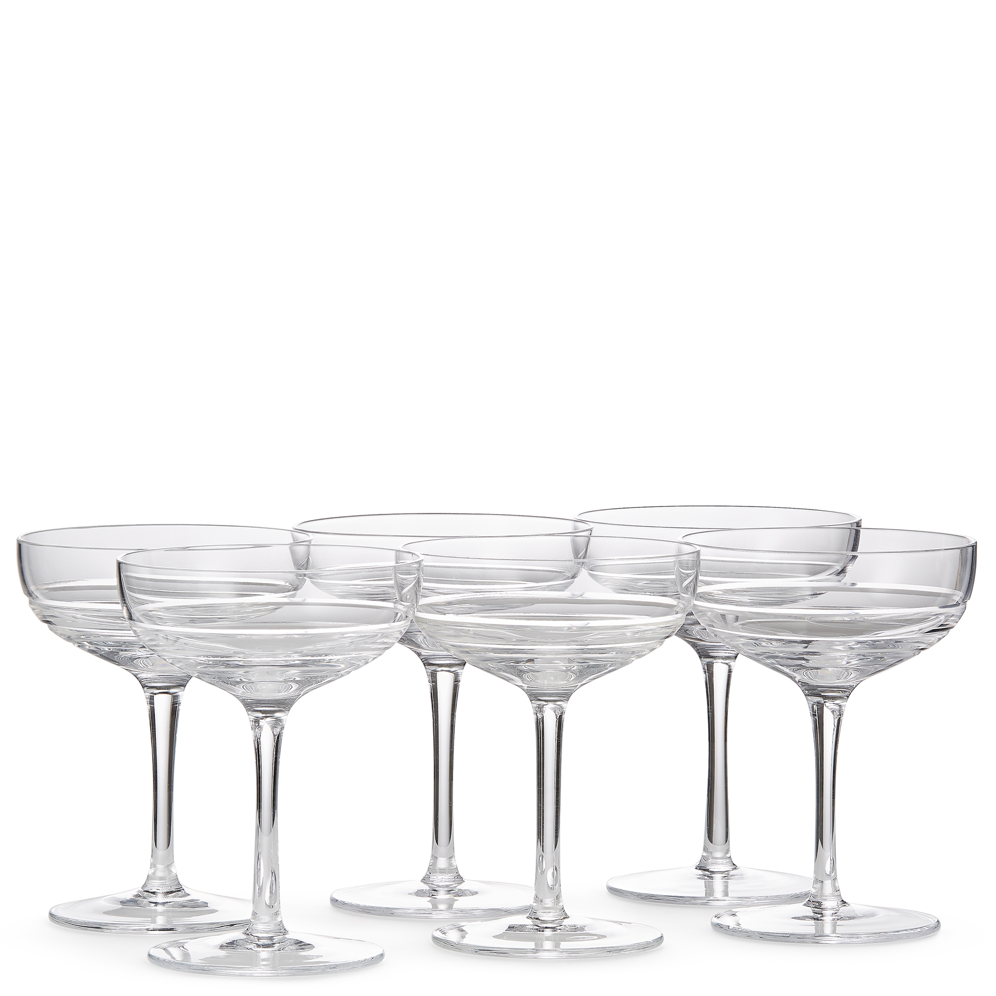 Set of Six Crystal Coupes Glassware The Wolseley